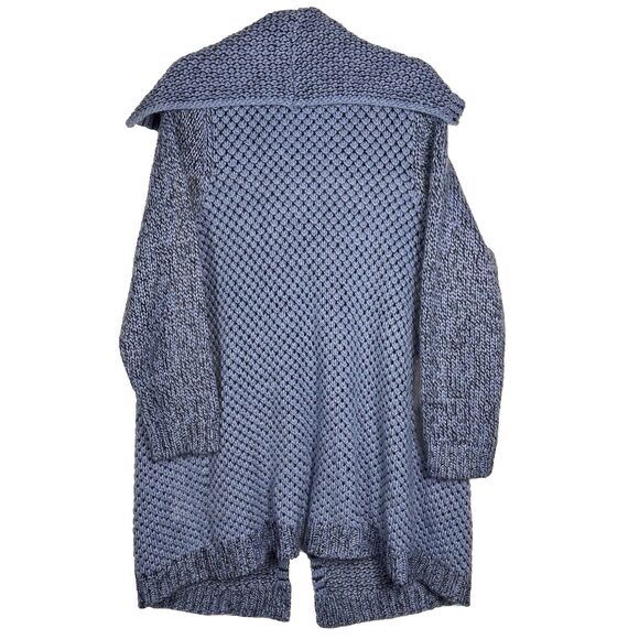 Roamans Chunky Knit Long Cardigan Womens 14/16 Blue Marled Sweater Open Front - Picture 2 of 7